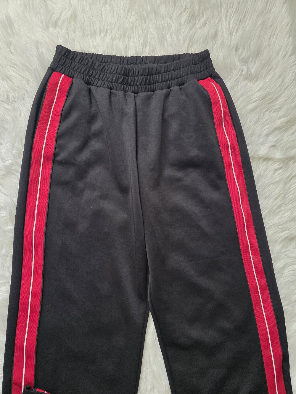 Free People Black Track Pants with Red Side Stripes - Picture 2 of 3